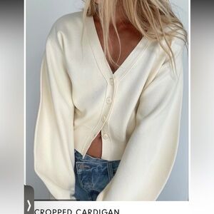 OAK AND FORT CREAM CROPPED CARDIGAN